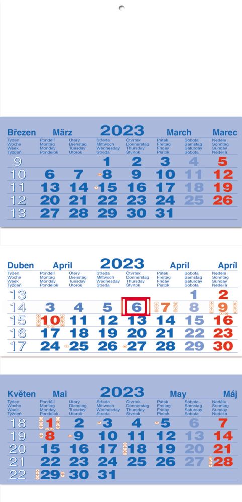 ACAN - nástěnný tříměsíční kalendář 2025 (skladaný tříměsíční kalendář, kalendárium tříměsíčního kalendáře tmavě modré)