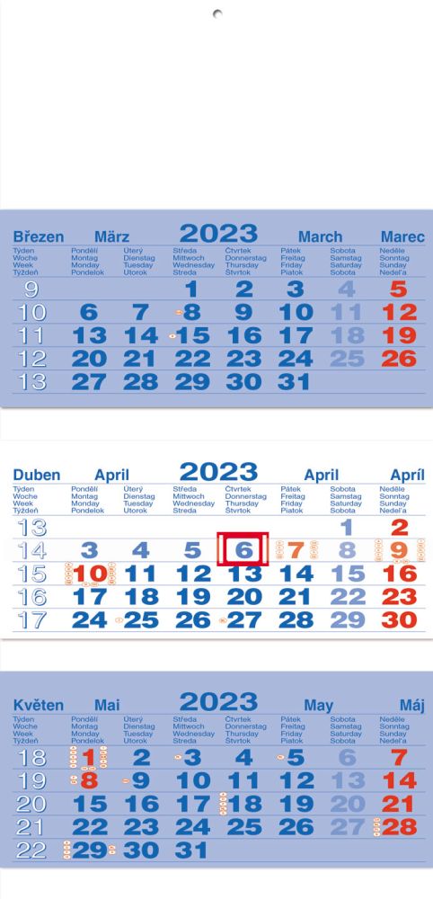 ACAN - nástěnný tříměsíční kalendář 2024 (skladaný tříměsíční kalendář, kalendárium tříměsíčního kalendáře tmavě modré)