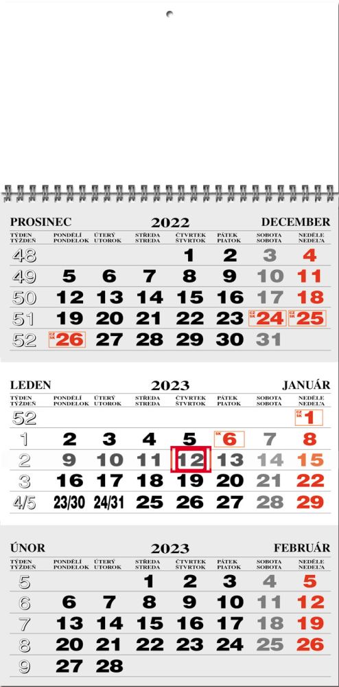 ACAN - nástěnný tříměsíční kalendář 2023 (mezinárodní kalendárium, skládaný kalendář)