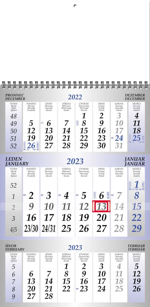 ACAN - nástěnný tříměsíční kalendář 2022 (křídový papír, modré kalendárium)